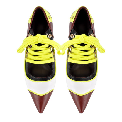 Pointed Toe Lace-up Color Block Stiletto Pumps - Onlymaker
