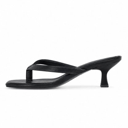 Square Toe Flip-Flop Kitten Heel Sandals - Onlymaker