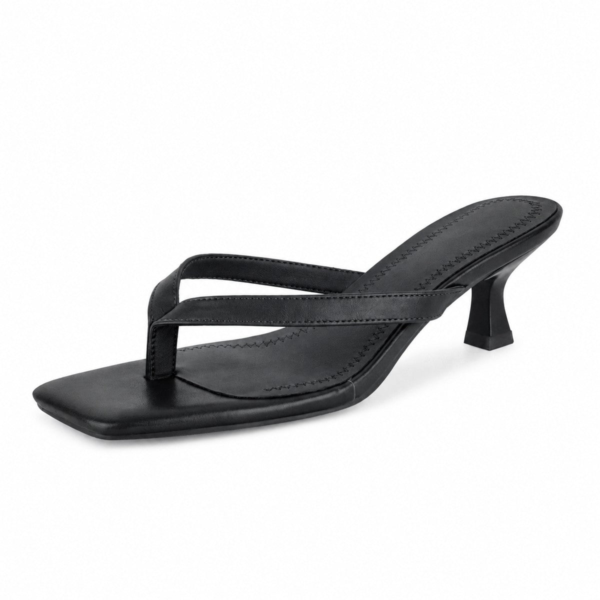 Square Toe Flip-Flop Kitten Heel Sandals - Onlymaker