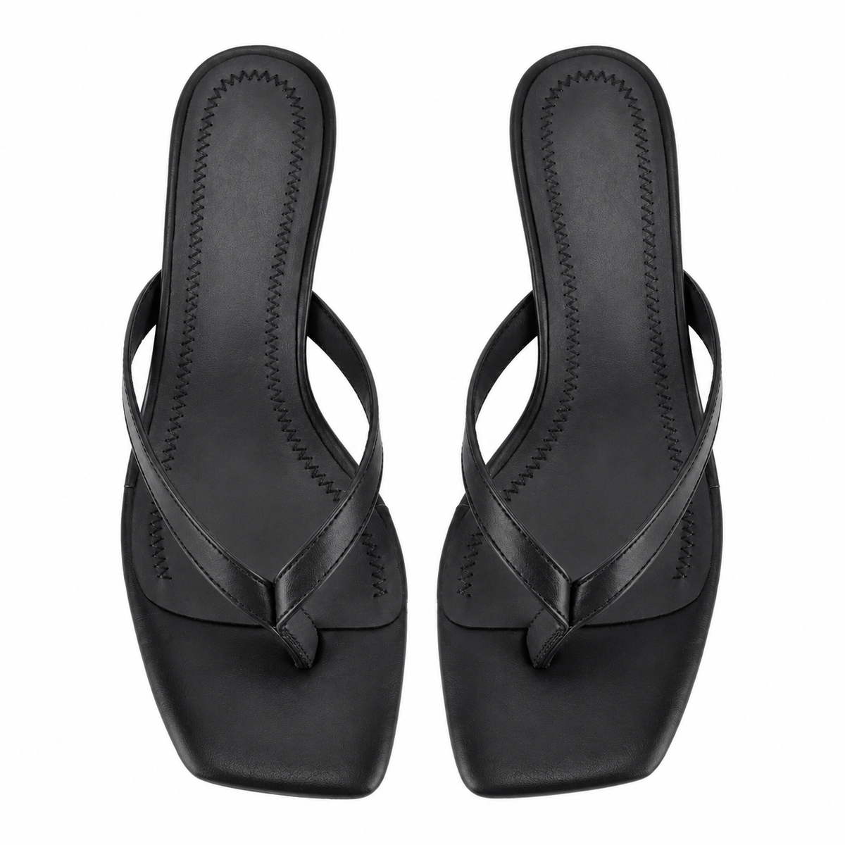 Square Toe Flip-Flop Kitten Heel Sandals - Onlymaker