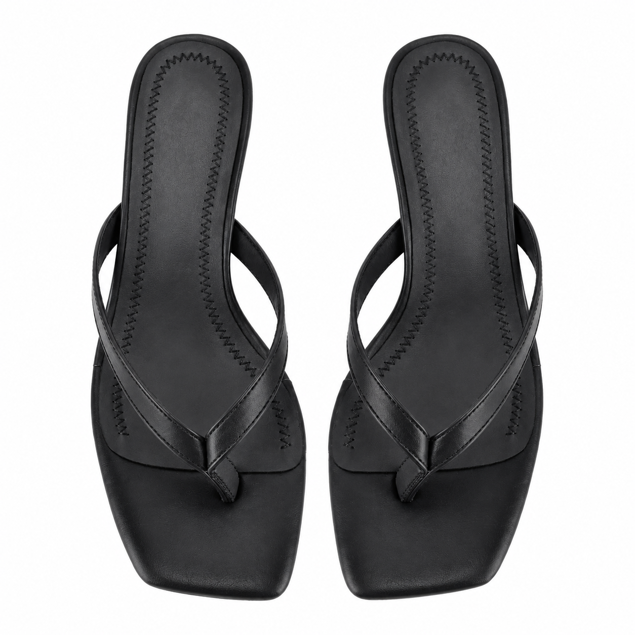 Square Toe Flip-Flop Kitten Heel Sandals - Onlymaker