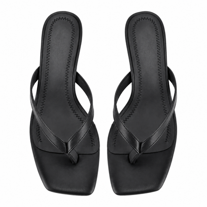 Square Toe Flip-Flop Kitten Heel Sandals - Onlymaker
