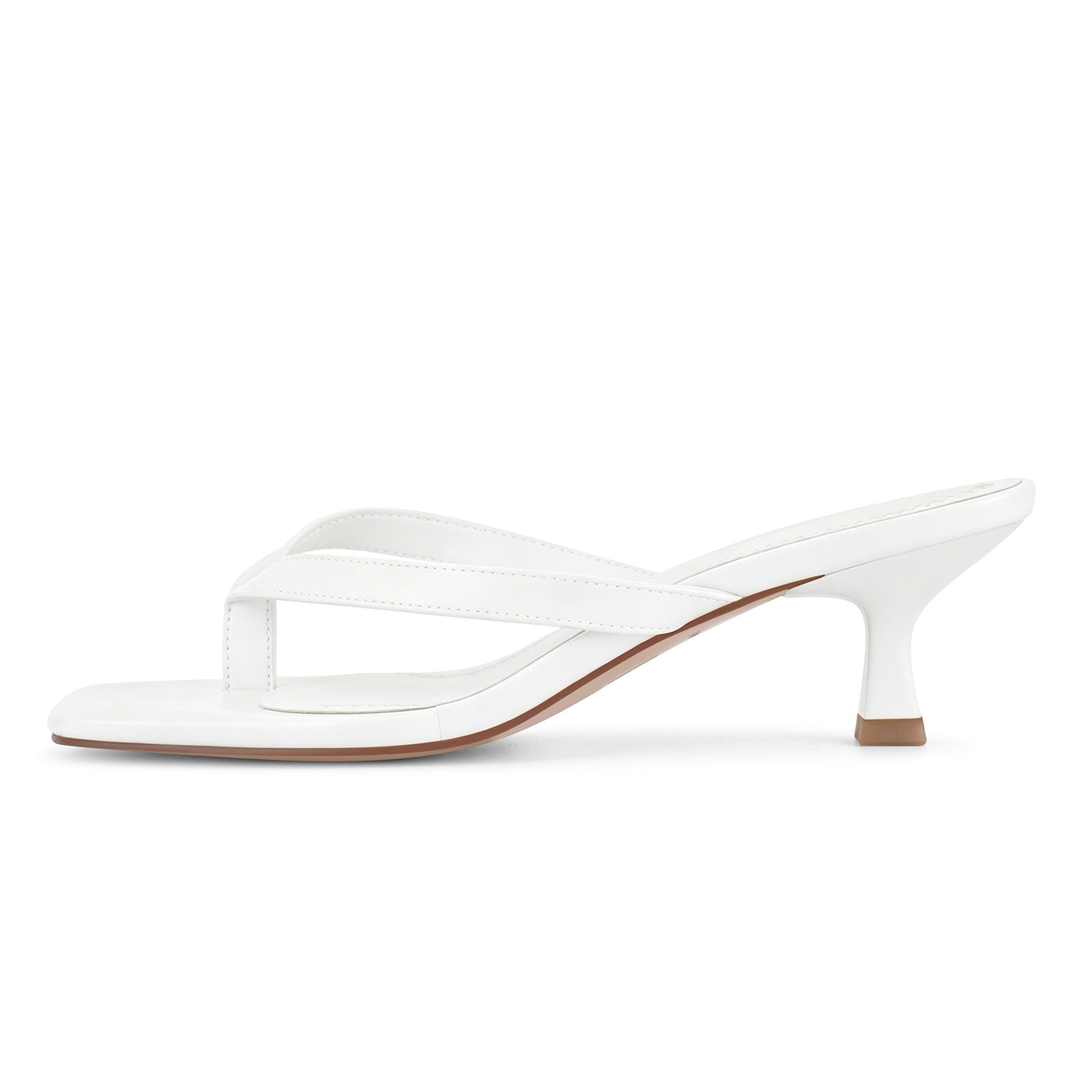 Square Toe Flip-Flop Kitten Heel Sandals - Onlymaker