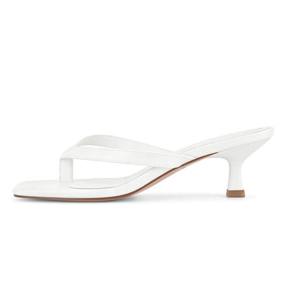 Square Toe Flip-Flop Kitten Heel Sandals - Onlymaker
