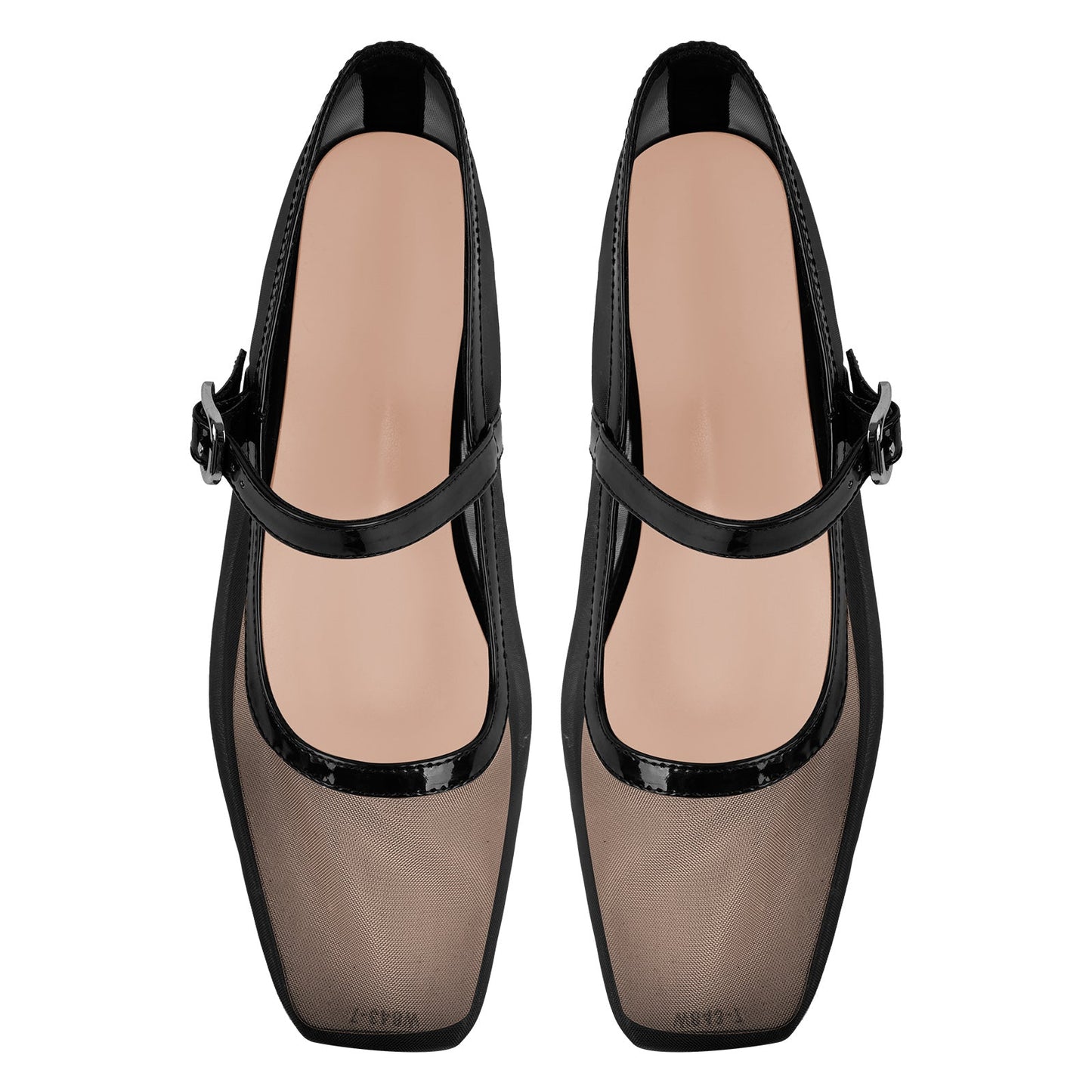 Mesh Square Toe Mary Jane Ballet Flats - Onlymaker