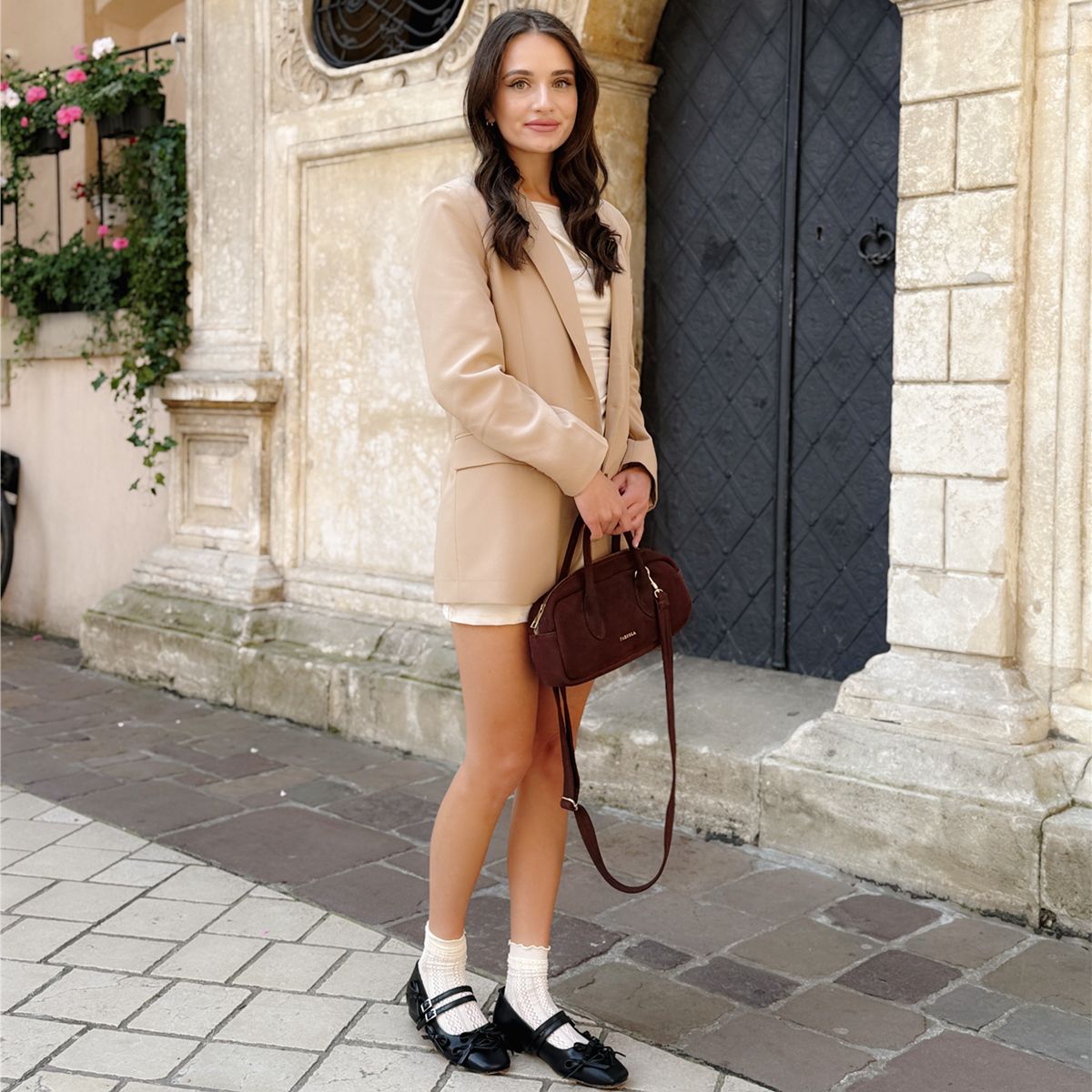 Bow Square Toe Mary Jane Ballet Flats - Onlymaker