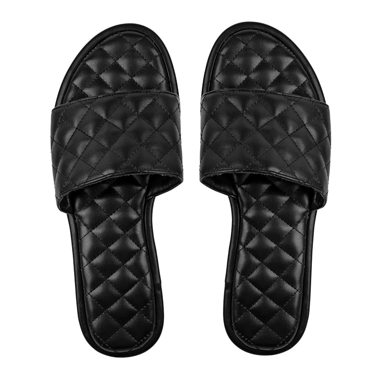 Round Toe Quilted Sandals Flats - Onlymaker