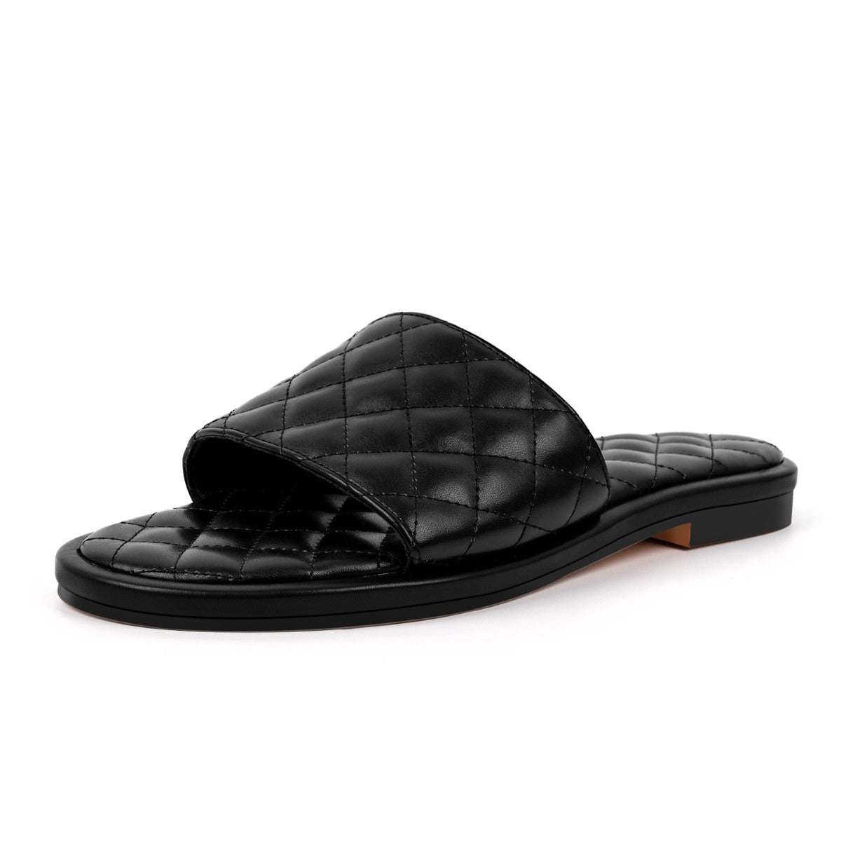 Round Toe Quilted Sandals Flats - Onlymaker