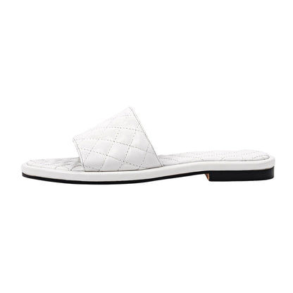 Round Toe Quilted Sandals Flats - Onlymaker
