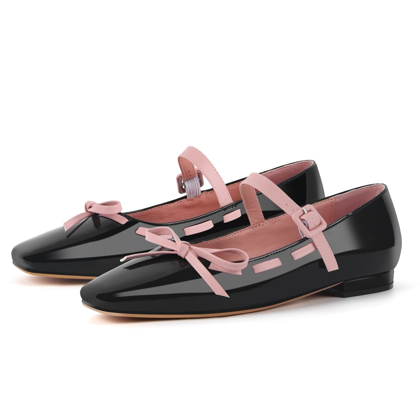 Bow Square Toe Mary Jane Ballet Flats - Onlymaker