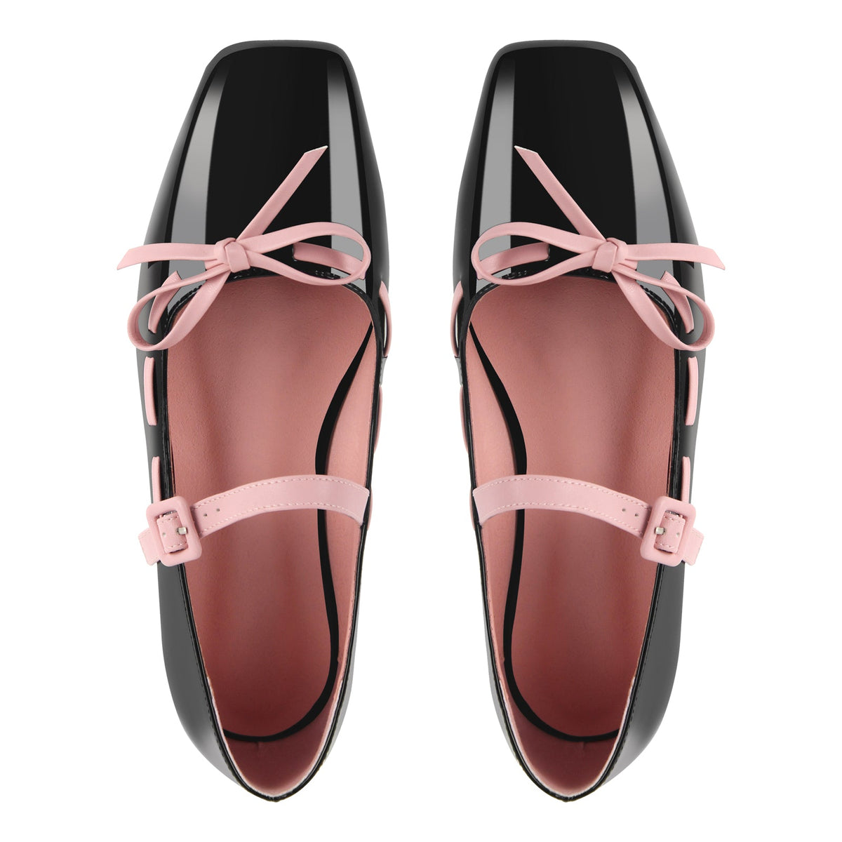 Bow Square Toe Mary Jane Ballet Flats - Onlymaker