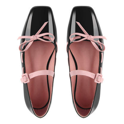 Bow Square Toe Mary Jane Ballet Flats - Onlymaker