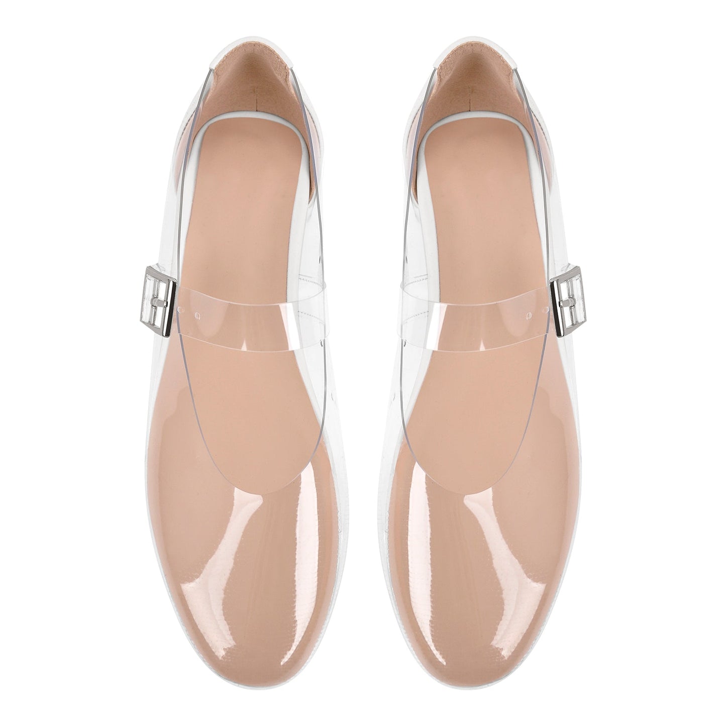 Clear Round Toe Buckle Flats - Onlymaker