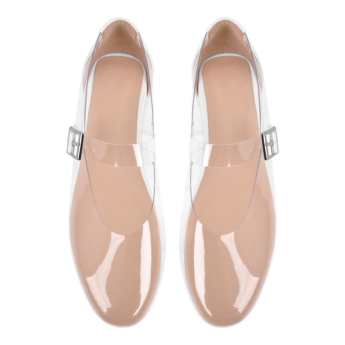 Clear Round Toe Buckle Flats - Onlymaker