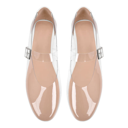 Clear Round Toe Buckle Flats - Onlymaker