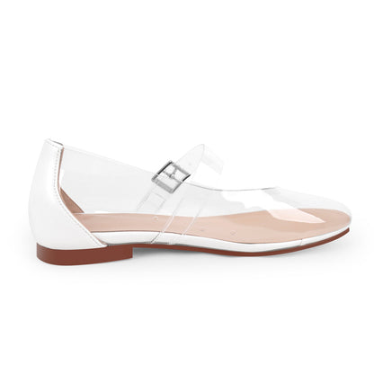 Clear Round Toe Buckle Flats - Onlymaker