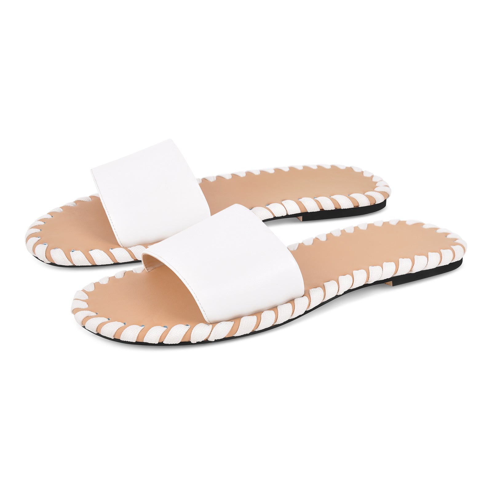 Round Toe Stitch Sandals Flats - Onlymaker